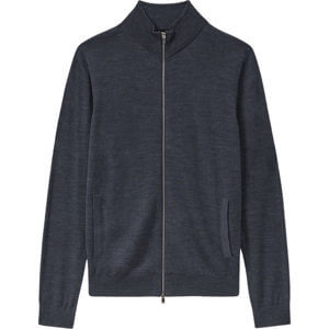 REISS HAMPSHIRE Merino Wool Zip Through Funnel Neck Cardigan